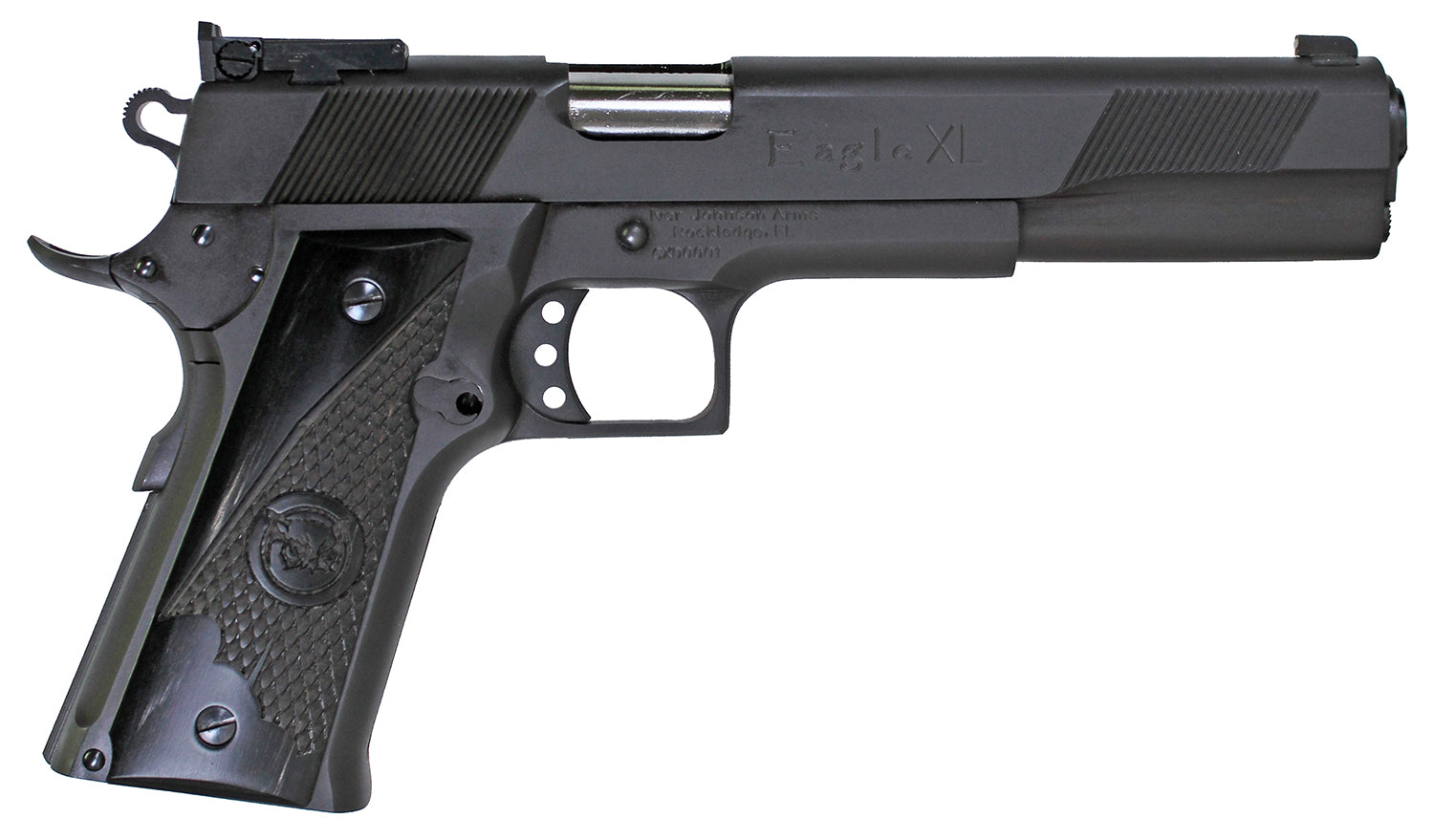 Iver Johnson Arms EAGLEXLDS Eagle XL 45 ACP 14+1 6" Stainless Steel Barrel, Matte Black Steel Serrated Slide, Matte Black Steel Frame w/Beavertail, Black G10 Grip
