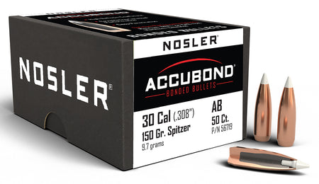 Nosler 56719 AccuBond 30Cal 150gr Spitzer Point Boat Tail 50/Box