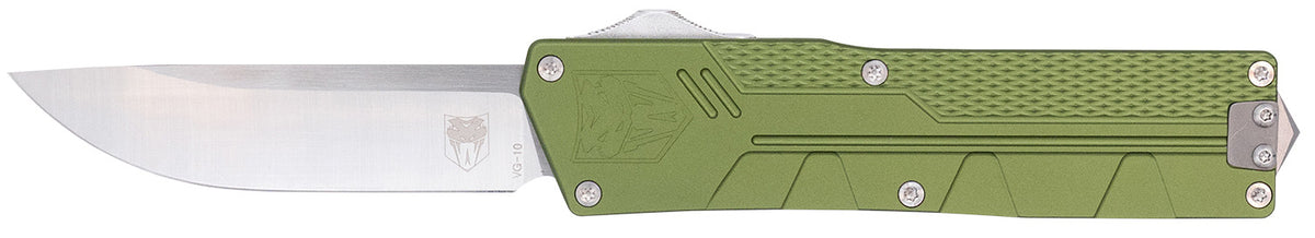 CobraTec Knives CTPRNEDGODG Paragon Sports South Exclusive OTF Plain Satin VG-10 SS Blade Green Textured