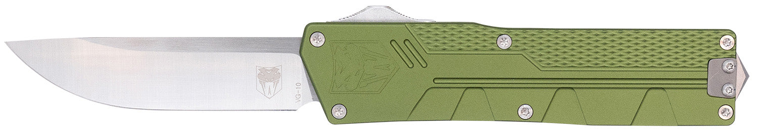 CobraTec Knives CTPRNEDGODG Paragon Sports South Exclusive OTF Plain Satin VG-10 SS Blade Green Textured
