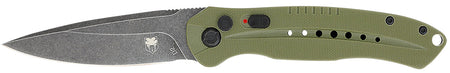 CobraTec Knives ODGDIABLOAUTO Diablo 3.50" Folding Black Stonewashed D2 Steel Blade, 4.75" OD Green Textured G10 Scales Handle