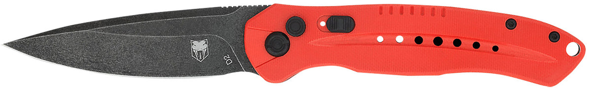 CobraTec Knives REDDIABLOAUTO Diablo 3.50" Folding Black Stonewashed D2 Steel Blade, 4.75" Red Textured G10 Scales Handle