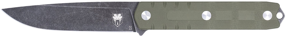 CobraTec Knives CTOWODGDNS Outdoor Warrior 4.50" Fixed Drop Point Plain Stonewashed D2 Steel Blade, 4.75" OD Green Textured G10 Scales Handle