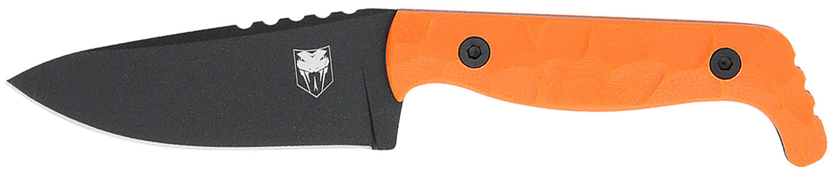 CobraTec Knives CTKPORG KingPin EDC 4" Fixed Drop Point Plain Black Powder Coated D2 Steel Blade, 4" Blaze Orange Textured G10 Scales Handle