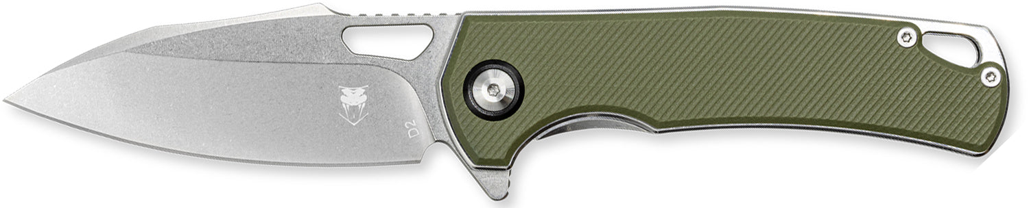 CobraTec Knives CTCLNHRBLK Wolverine 3.12" OTF Drop Point Plain Satin TiCN D2 Steel Blade, 4.25" Green Textured G10 Handle