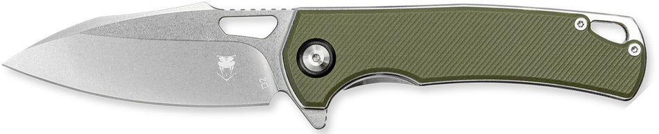 CobraTec Knives CTCLNHRBLK Wolverine 3.12" OTF Drop Point Plain Satin TiCN D2 Steel Blade, 4.25" Green Textured G10 Handle