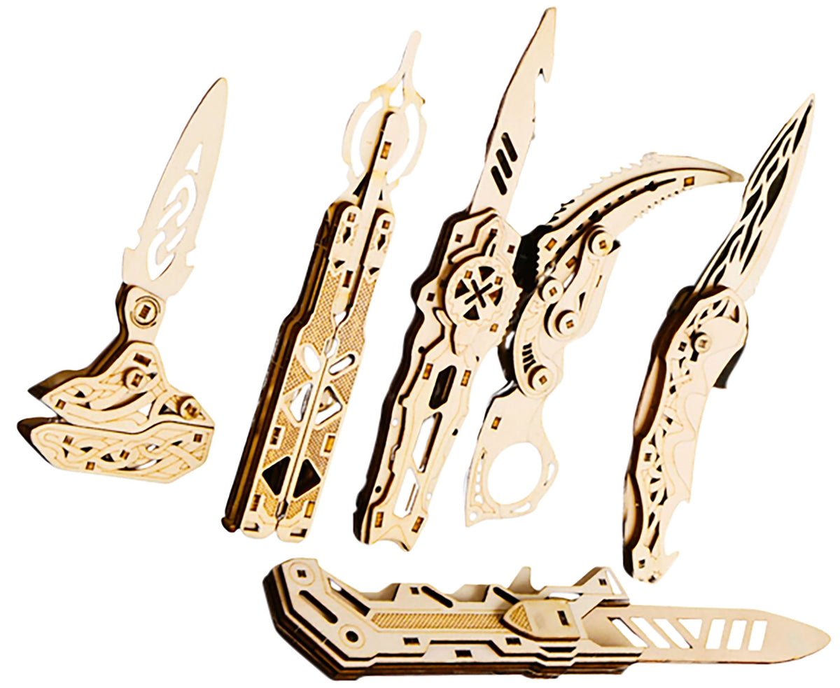 Caliber Gourmet Wood Knife Puzzles, 6 Pack, Brown CBG-PZ-03K