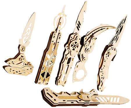 Caliber Gourmet Wood Knife Puzzles, 6 Pack, Brown CBG-PZ-03K