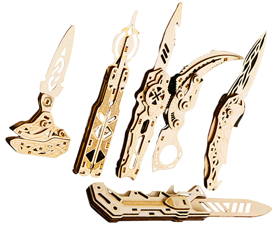 Caliber Gourmet Wood Knife Puzzles, 6 Pack, Brown CBG-PZ-03K