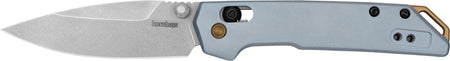 Kershaw 2051 Iridium EDC Mini 3" Folding Spear Point Plain Stonewashed D2 Steel Blade, Ice Blue Aluminum Handle