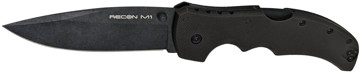 Cold Steel CS27TMC Recon 1 4" Folding Clip Point Plain Black Stonewashed CPM MagnaCut Steel Blade, Black Textured G10 Handle