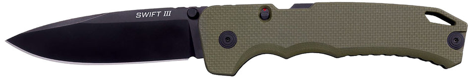 Cold Steel CSFL40AT Swift III EDC 4" Folding Plain Black PVD CPM M4 Steel Blade, OD Green Textured G10 Handle, Presentation Box