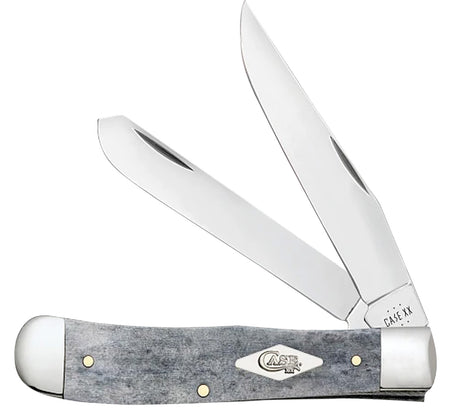 Case 34202 Canoe Mini 2.60"/1.97" Folding Pen/Spear Plain Mirror Polished Tru-Sharp SS Blade, Smooth Gray Bone Handle