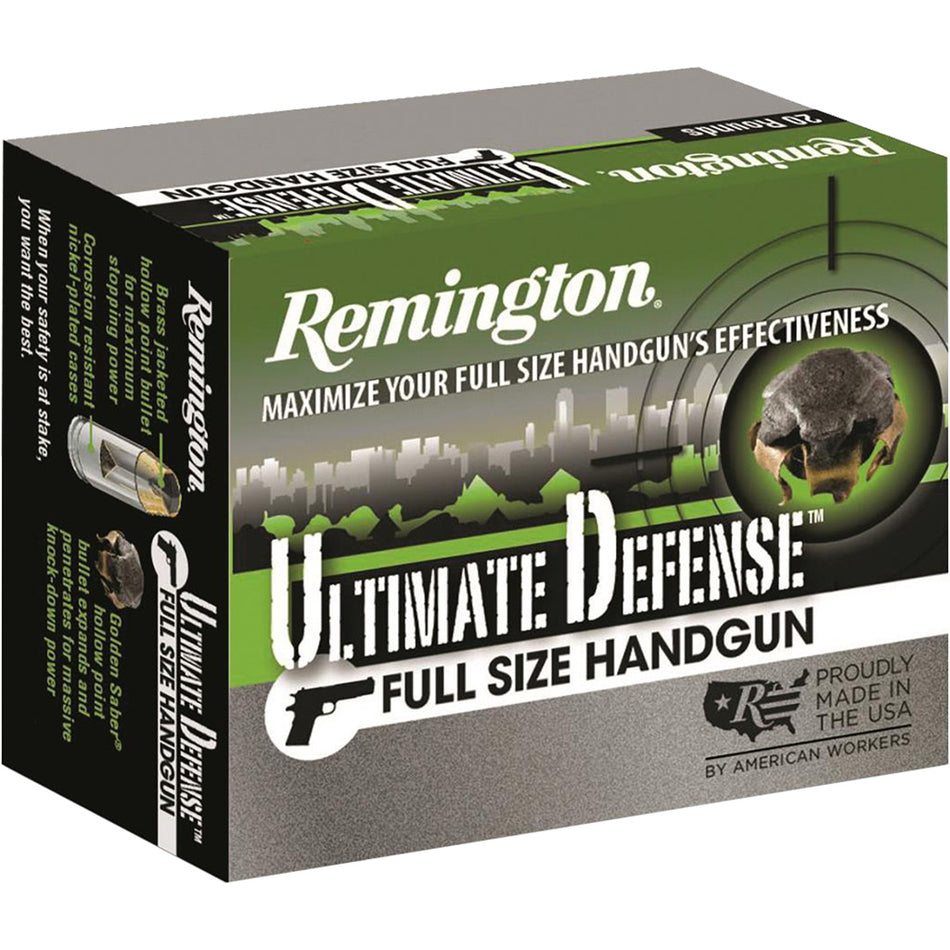 Remington .45 ACP Ultimate Defense 185gr Brass JHP Ammo