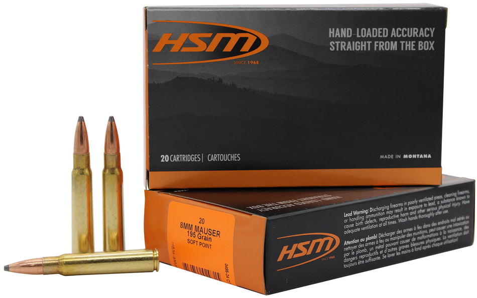 HSM 8mm Mauser  195gr JSP Ammo