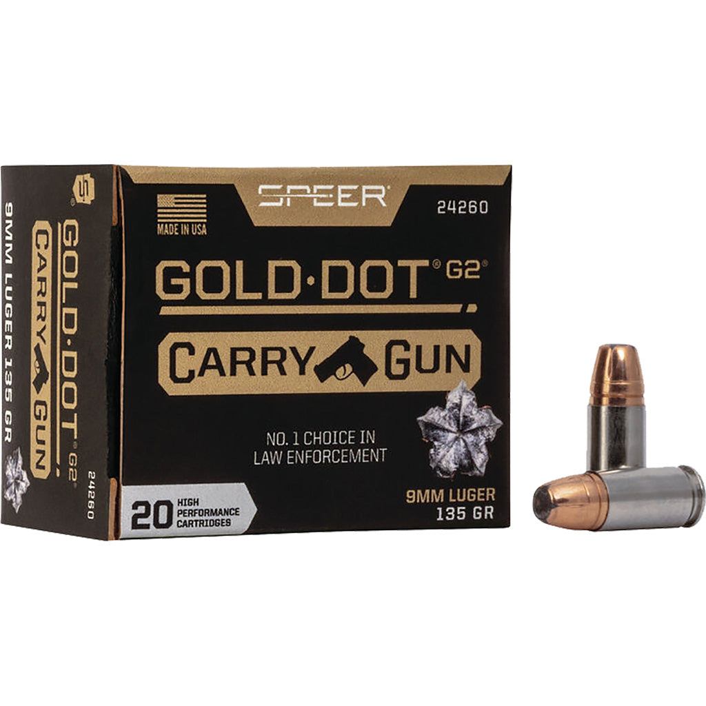 Speer 9mm Luger / Parabellum Gold Dot Carry Gun 135gr JHP Ammo