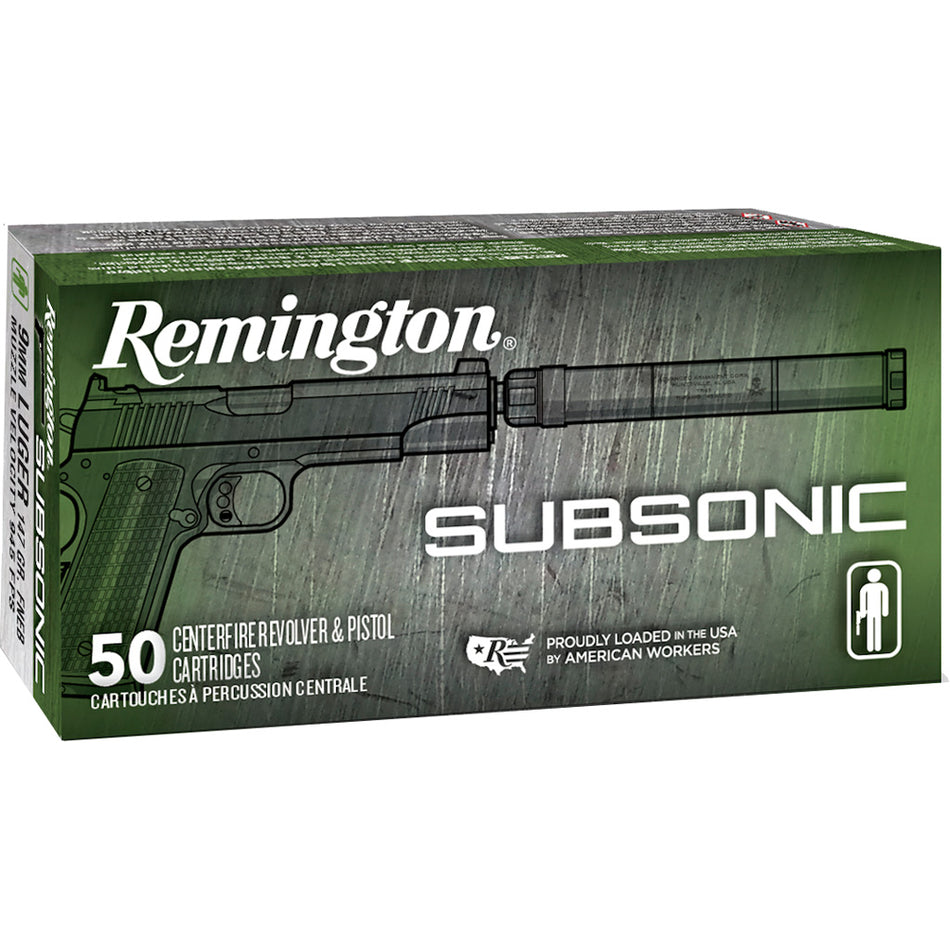 Remington 9mm Luger / Parabellum Subsonic 147gr TMC Ammo