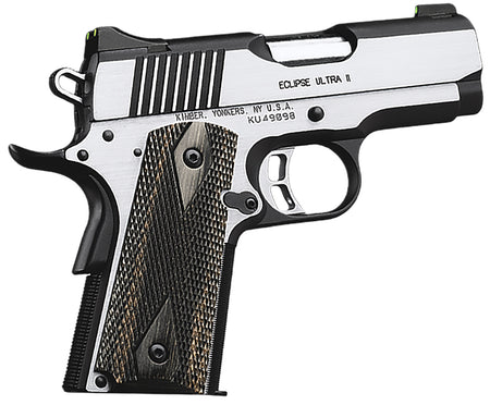 Kimber Mfg.,inc 3200042CA Eclipse Ultra II (CA) 45 ACP 7+1 3" Stainless Steel Slide Brush Polished Front Strap Checkering Laminated Gray/Black Double Diamond Grip