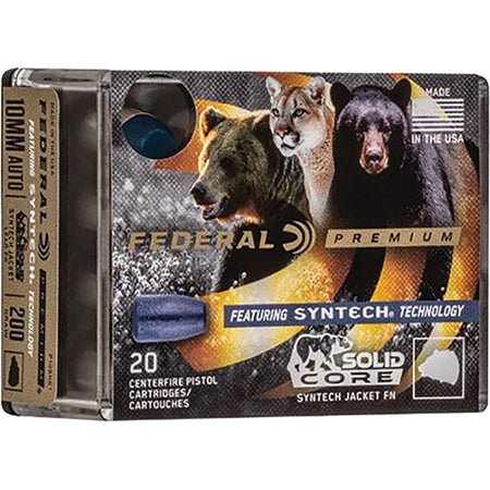 Federal P10SHC1 Premium Solid Core Synthetic Flat Nose 200 Grain 10mm Auto 1200 fps