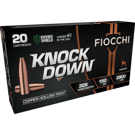 Fiocchi 308CHB Knock Down Enviro Shield Hollow Point 150 Grain .308 Win / 7.62x51mm 2900 fps