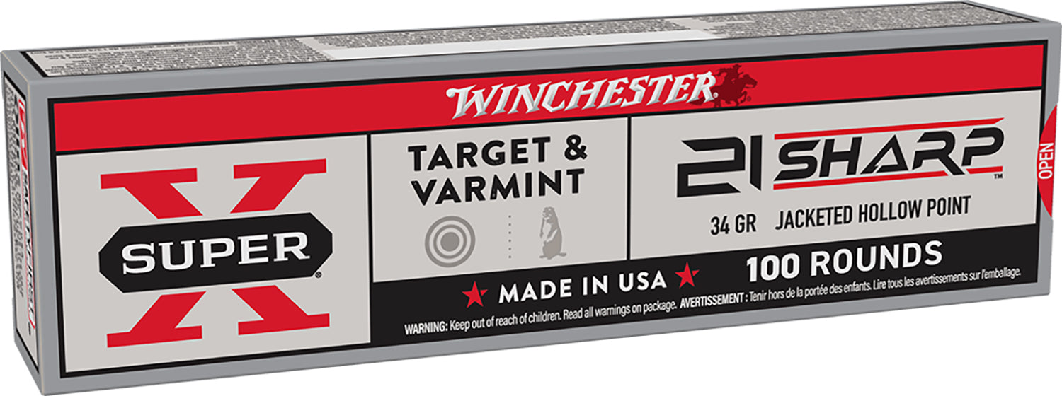 Winchester .21 Sharp Super X 34gr JHP Ammo