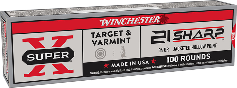 Winchester .21 Sharp Super X 34gr JHP Ammo