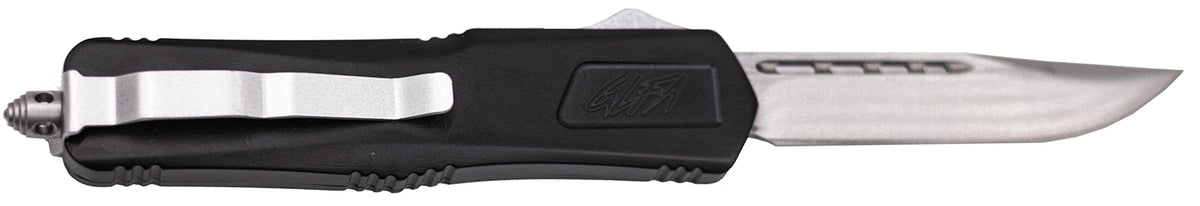 Great Lakes Firearms GLKMDSMTBLK GLFA Medium 3.50" OTF Plain Steel Blade, Black Cerakote Aluminum Handle