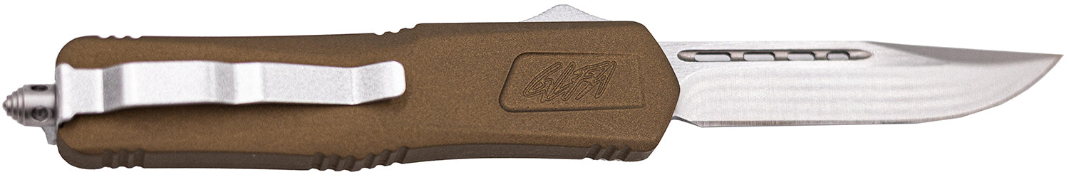 Great Lakes Firearms GLKMDSMTBRZ GLFA Medium 3.50" OTF Plain Steel Blade, Bronze Cerakote Aluminum Handle