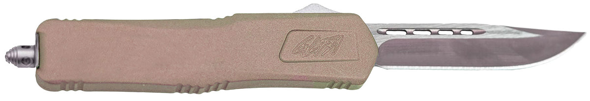Great Lakes Firearms GLKMDSMTFDE GLFA Medium 3.50" OTF Plain Steel Blade, Flat Dark Earth Cerakote Aluminum Handle