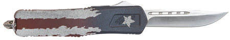Great Lakes Firearms GLKMDSMTFAMF GLFA Medium 3.50" OTF Plain Steel Blade, American Flag Cerakote Aluminum Handle