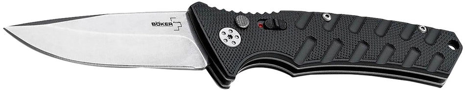 Boker 01BO457 Plus Strike Auto Pocket 3.35" Drop Point Plain Black D2 Steel Blade Aluminum Handle