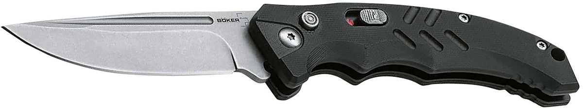 Boker 01BO482 Intention II Folding Drop Point Plain D2 Steel Blade Black G10 Handle