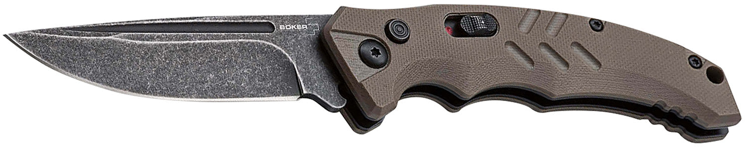 Boker 01BO483 Intention II Folding Drop Point Plain D2 Steel Blade Brown G10 Handle