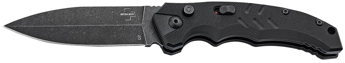 Boker 01BO796 Intention II 3.35" Folding Dagger Plain D2 Steel Blade Black G10 Handle