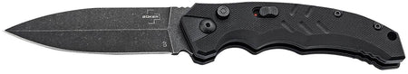 Boker 01BO796 Intention II 3.35" Folding Dagger Plain D2 Steel Blade Black G10 Handle