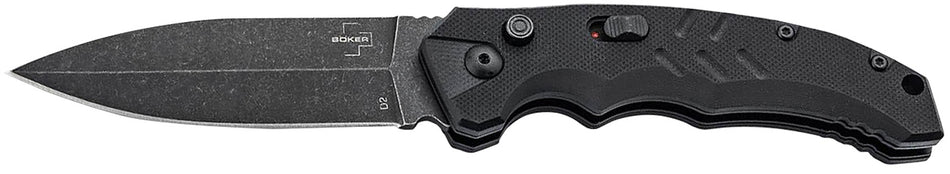 Boker 01BO796 Intention II 3.35" Folding Dagger Plain D2 Steel Blade Black G10 Handle