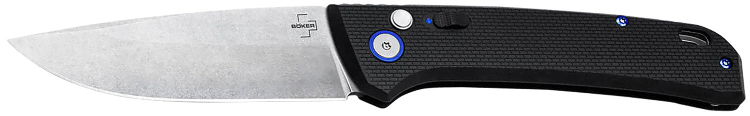 Boker 01BO920 FRND 3.35" Drop Point Plain Stonewashed D2 Steel Blade 4.52" Black Grivory Handle
