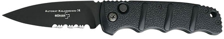 Boker 01KALS100 Kalashnikov 3.35" Drop Point Plain/Serrated Black D2 Steel Blade Aluminum Handle