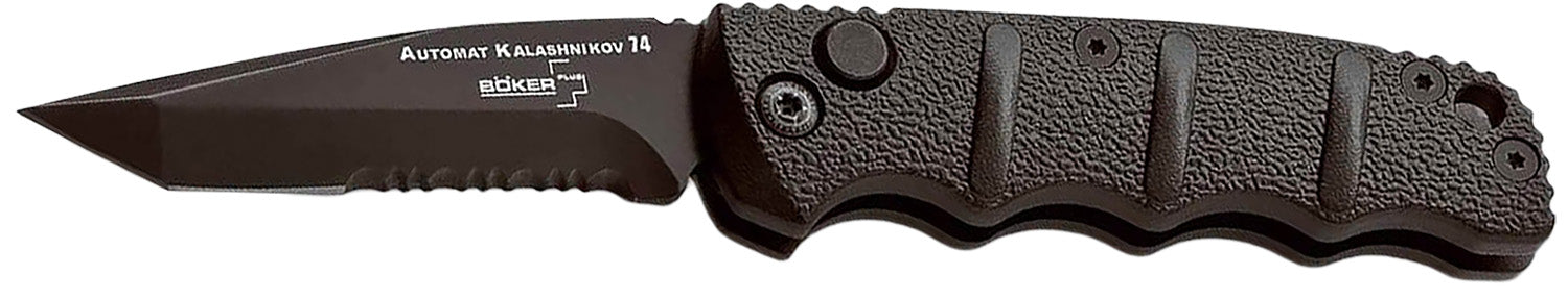 Boker 01KALS98 Kalashnikov Pocket 2.52" Tanto Plain D2 Steel Blade Black Aluminum Handle