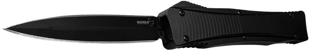 Boker 06EX244 3.39" Double Edge Dagger Plain Black D2 Steel Blade Aluminum Handle