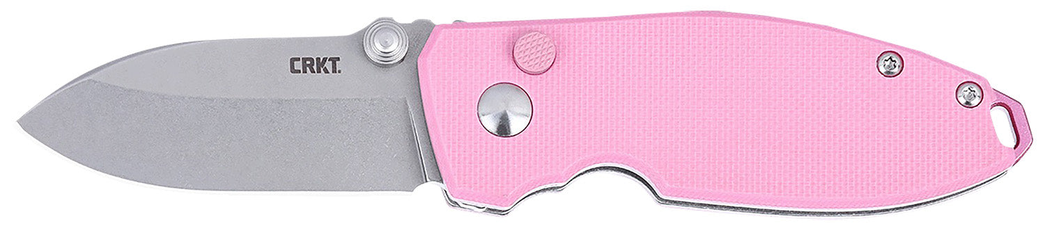 CRKT 2474P SQUID EDC 2.27" Folding Plain Stonewashed D2 Steel Blade, Pink G10 Handle