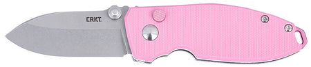 CRKT 2474P SQUID EDC 2.27" Folding Plain Stonewashed D2 Steel Blade, Pink G10 Handle