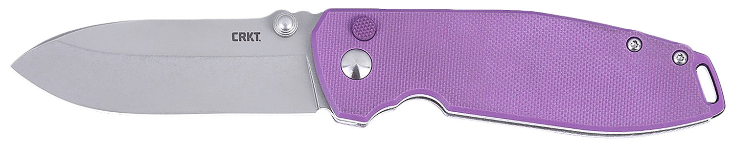 CRKT 2495P SQUID XM 2.95" Folding Plain Stonewashed 14C28N Steel Blade, Purple G10 Handle