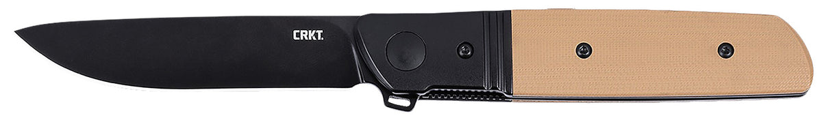 CRKT 5720B Bamboozled 3.34" Folding Plain Black Oxide D2 Steel Blade, Bronze/Black G10/SS Handle