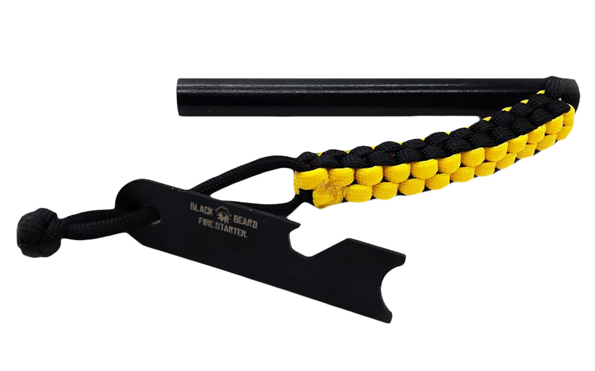Black Beard Fire Starters FR Ferro Rod Black/Yellow 7' Long