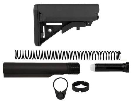 TacFire Mil-Spec Buffer Tube Kit with Stock and Buttpad for AR-15 Black TACFIRE AR-15 MIL SPEC SOPMOD 6-POSITION COMPLETE STOCK KIT