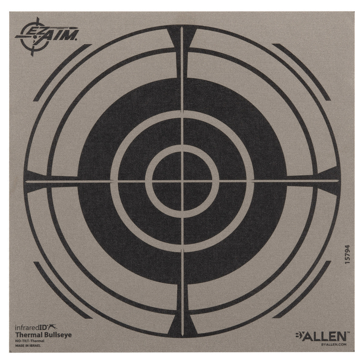 Allen 15794 Thermal Target Bullseye Hanging Paper 8" x 8" Black/Gray