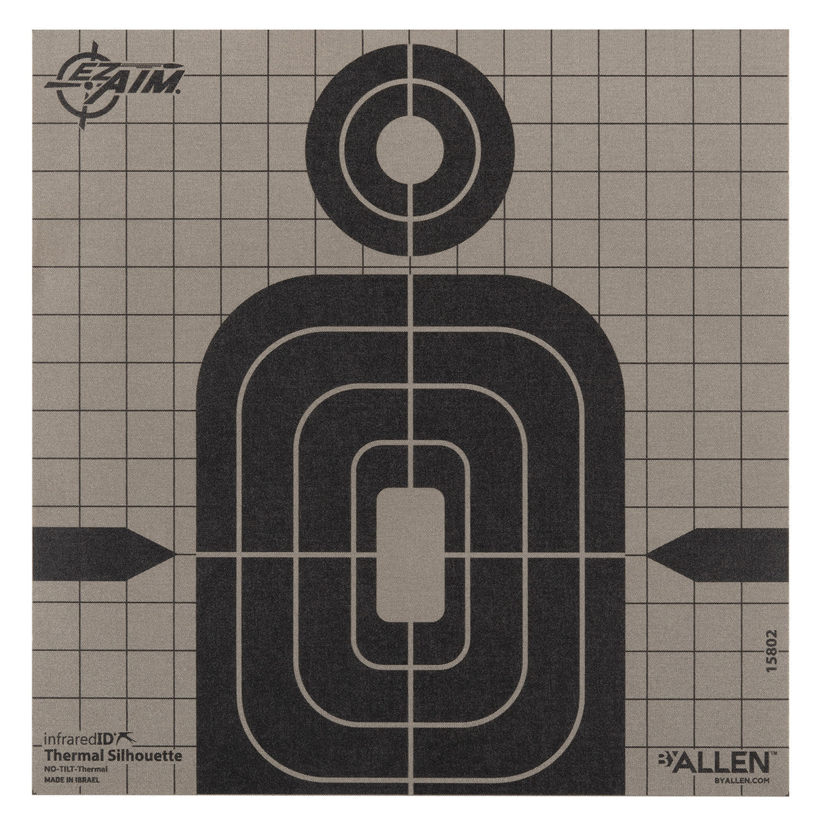 Allen 15802 Thermal Target Silhouette Hanging Paper 8" x 8" Black/Gray