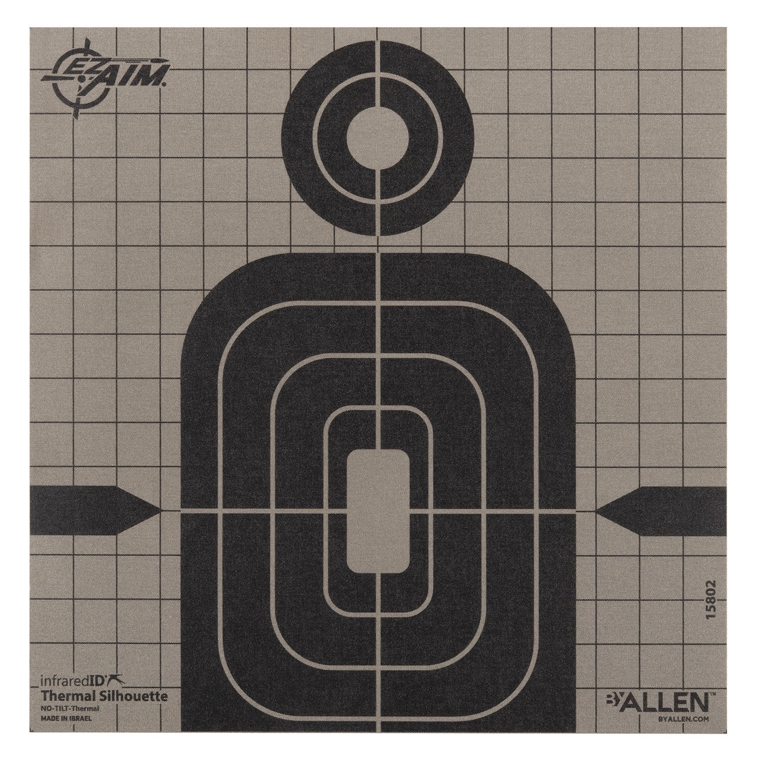 Allen 15802 Thermal Target Silhouette Hanging Paper 8" x 8" Black/Gray