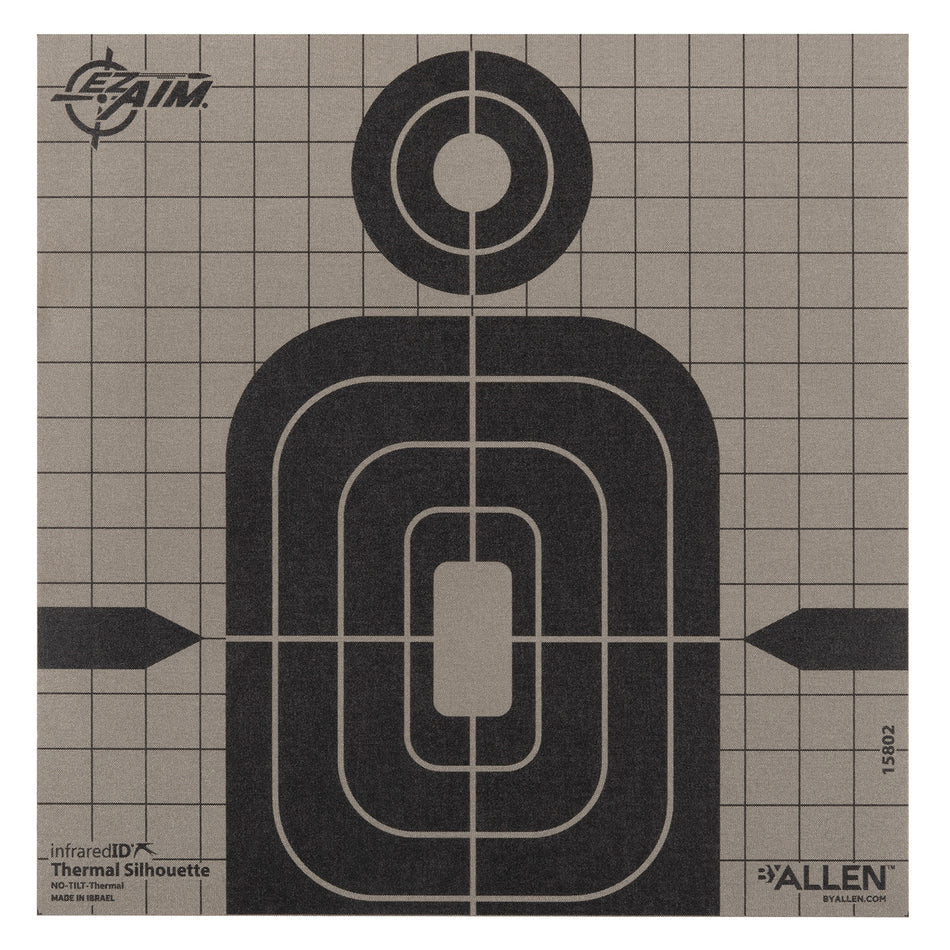 Allen 15802 Thermal Target Silhouette Hanging Paper 8" x 8" Black/Gray